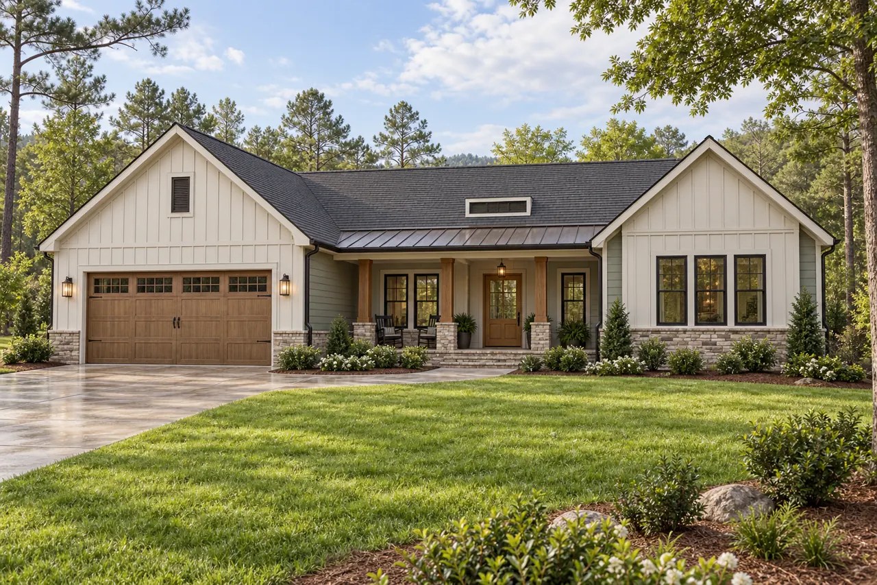 Modern Farmhouse architectural concept.